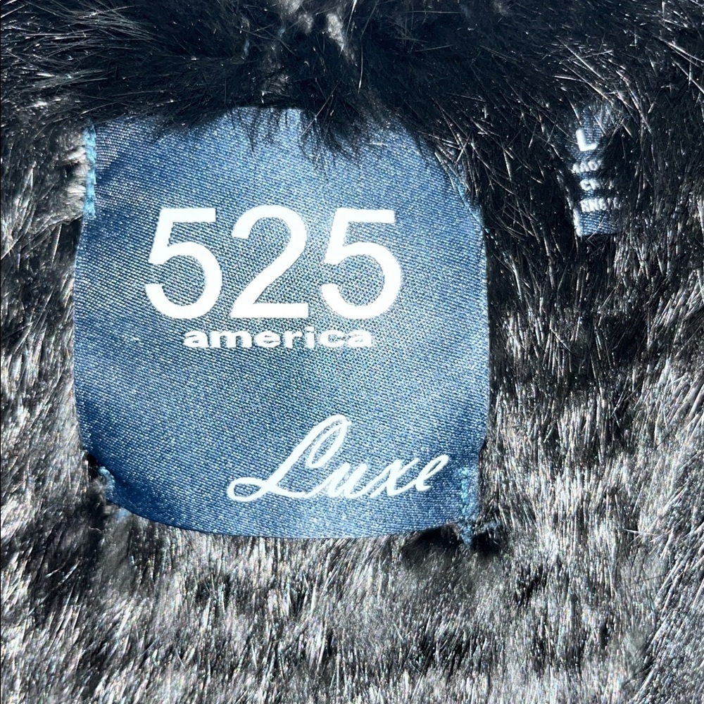 525 America LUXE Black Dyed Rabbit Fur Open Front Waist Length Vest Womens Large - Picture 5 of 9